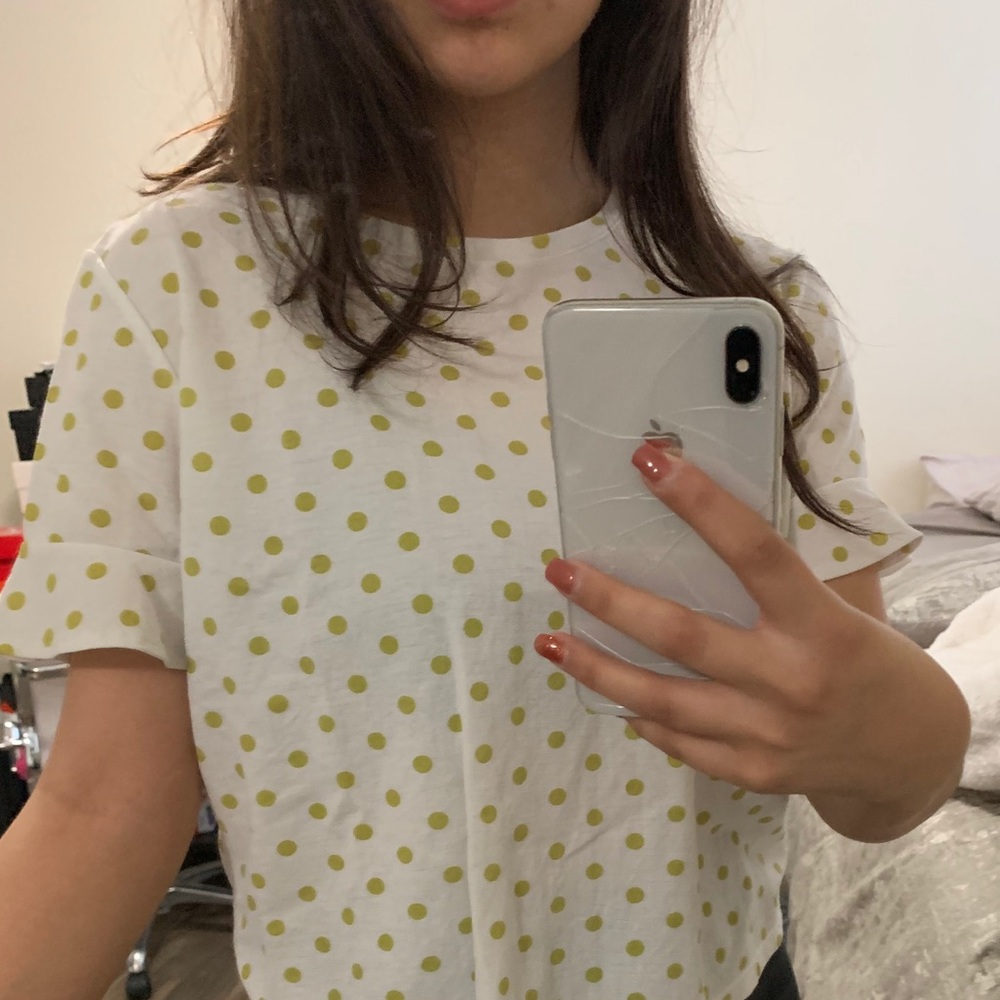 white with green dots blouse